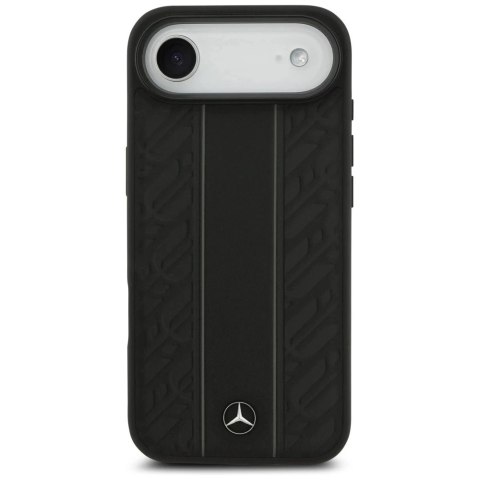 Etui do iPhone 17 Air Mercedes-Benz Leather Laurel Leaves MagSafe Black