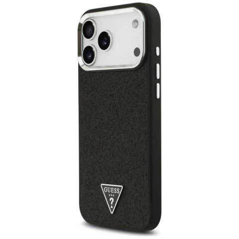 Etui do iPhone 17 Pro Max Guess Glitter Triangle Logo MagSafe Black