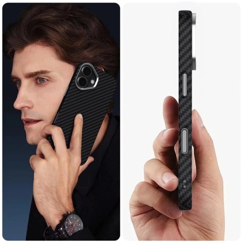 Etui do iPhone 17 Tech-Protect Ion Carbon MagSafe Czarno-Srebrne
