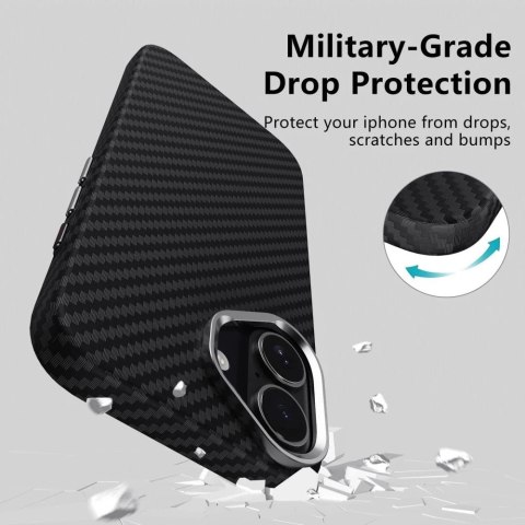 Etui do iPhone 17 Tech-Protect Ion Carbon MagSafe Czarno-Srebrne