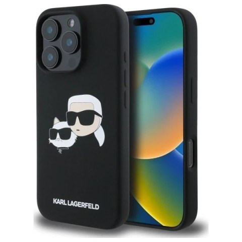 Etui Karl Lagerfeld Silicone Double Heads Print MagSafe do iPhone 16 Pro Max Black