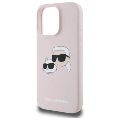 Etui Karl Lagerfeld Silicone Double Heads Print MagSafe do iPhone 16 Pro Max Pink