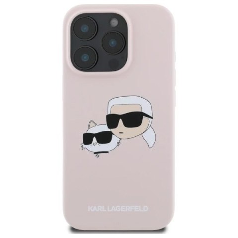 Etui Karl Lagerfeld Silicone Double Heads Print MagSafe do iPhone 16 Pro Max Pink