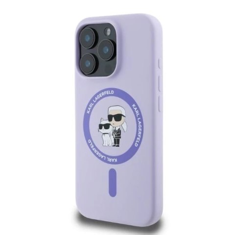 Etui Karl Lagerfeld Silicone KC Heads Ring MagSafe do iPhone 16 Pro Max Purple