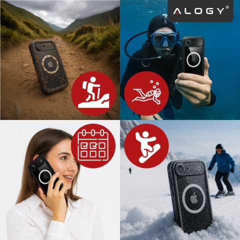 Etui Wodoodporne do Apple iPhone 17 Air 6,6", Pancerna Obudowa 360° z Przezroczystym Tyłem, Kompatybilna z MagSafe, Alogy HydroA
