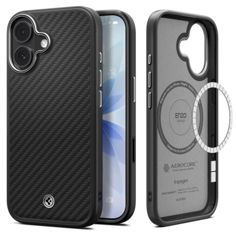 Etui do iPhone 17 Spigen Enzo Aramid "T" Mag MagSafe Black/Silver