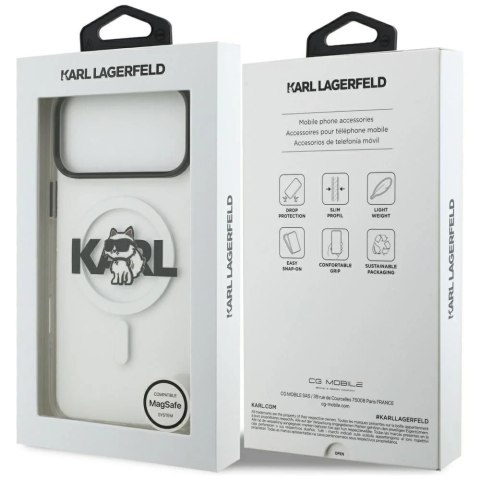 Etui Ochronne do iPhone 17 Pro Karl Lagerfeld IML Choupette Sketch MagSafe Transparentne