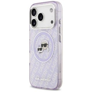 Etui Ochronne do iPhone 17 Pro Karl Lagerfeld IML Glitter K&C Heads MagSafe Fioletowy