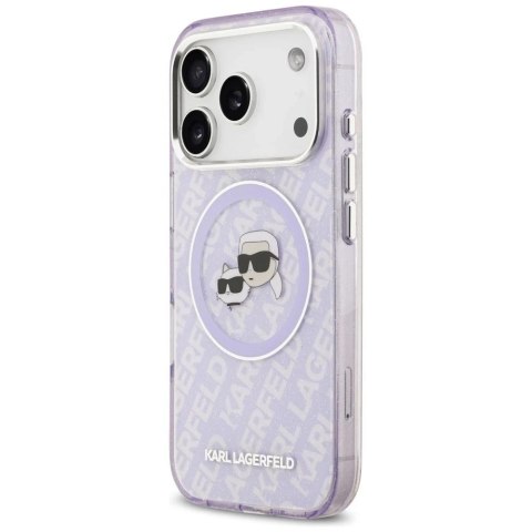 Etui Ochronne do iPhone 17 Pro Karl Lagerfeld IML Glitter K&C Heads MagSafe Fioletowy
