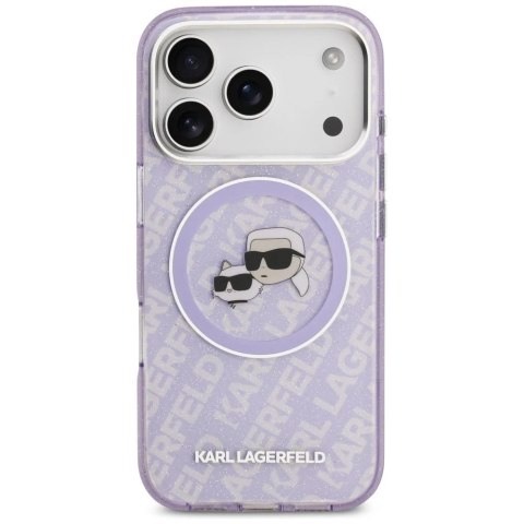 Etui Ochronne do iPhone 17 Pro Karl Lagerfeld IML Glitter K&C Heads MagSafe Fioletowy