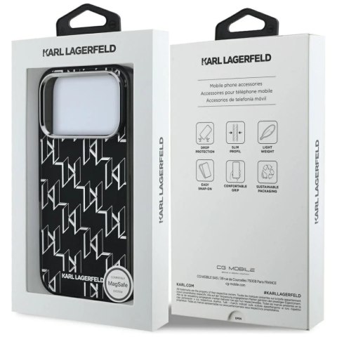 Etui Ochronne do iPhone 17 Pro Karl Lagerfeld IML KL Monogram MagSafe Czarny