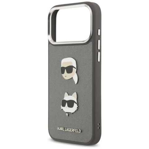 Etui Ochronne do iPhone 17 Pro Max Karl Lagerfeld FW Grained K&C Pins MagSafe Szary