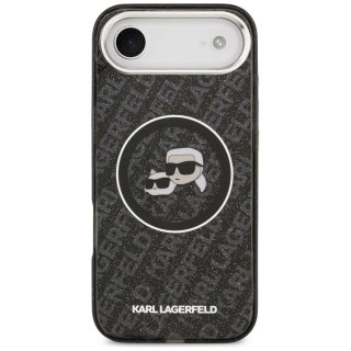 Etui Ochronne do iPhone Air Karl Lagerfeld IML Glitter K&C Heads MagSafe Czarny