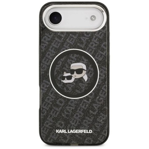 Etui Ochronne do iPhone Air Karl Lagerfeld IML Glitter K&C Heads MagSafe Czarny