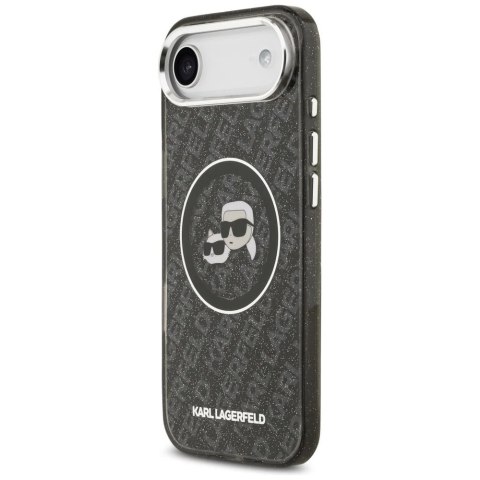 Etui Ochronne do iPhone Air Karl Lagerfeld IML Glitter K&C Heads MagSafe Czarny
