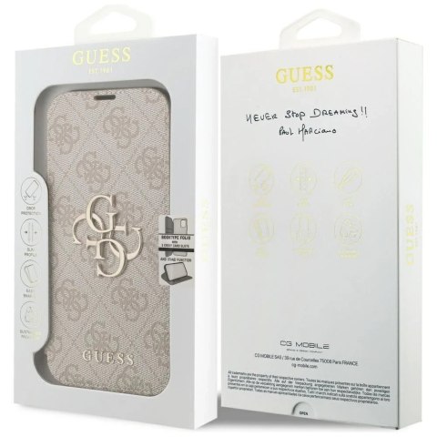 Etui Guess Book 4G Metal Logo do iPhone 17 Pro Różowy