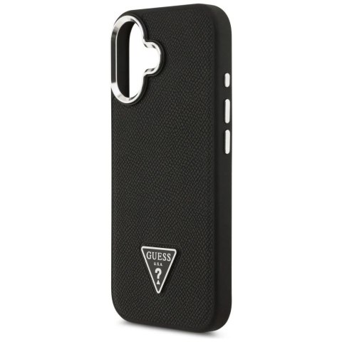 Etui Guess Grained Triangle Logo MagSafe do iPhone 17 Czarny