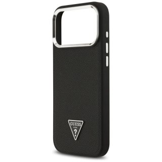 Etui Guess Grained Triangle Logo MagSafe do iPhone 17 Pro Czarny