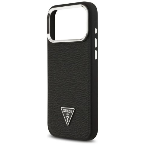 Etui Guess Grained Triangle Logo MagSafe do iPhone 17 Pro Czarny