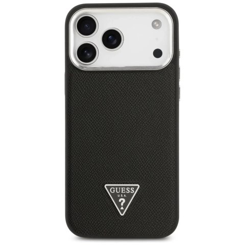 Etui Guess Grained Triangle Logo MagSafe do iPhone 17 Pro Czarny