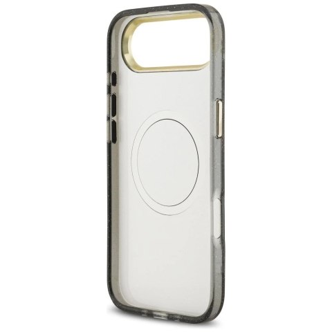 Etui Guess MagSafe do iPhone 17 Air IML Glitter Flowers Triangle Black