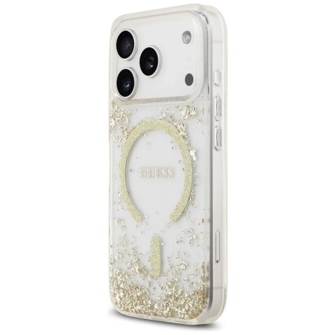 Etui Guess MagSafe do iPhone 17 Pro Resin Bottom Glitter Gold