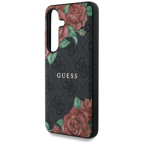 Etui Guess 4G Flowers Print MagSafe do Samsung Galaxy S25 Czarny