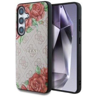 Etui Guess 4G Flowers Print MagSafe do Samsung Galaxy S25 Różowy