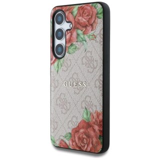 Etui Guess 4G Flowers Print MagSafe do Samsung Galaxy S25 Różowy