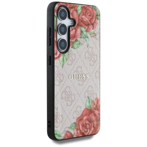 Etui Guess 4G Flowers Print MagSafe do Samsung Galaxy S25 Różowy