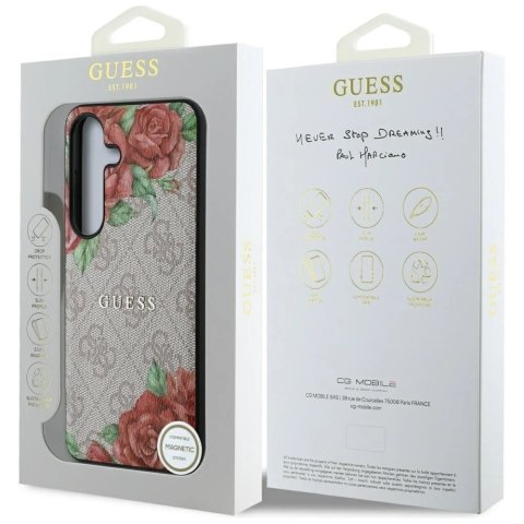 Etui Guess 4G Flowers Print MagSafe do Samsung Galaxy S25 Różowy