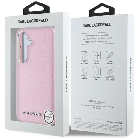 Etui Karl Lagerfeld Saffiano MagSafe do Samsung Galaxy S25 Różowy