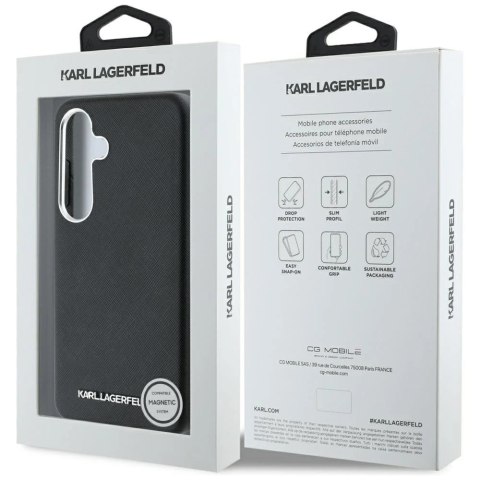 Etui Karl Lagerfeld Saffiano Metal Logo MagSafe do Samsung Galaxy S25+ Czarny
