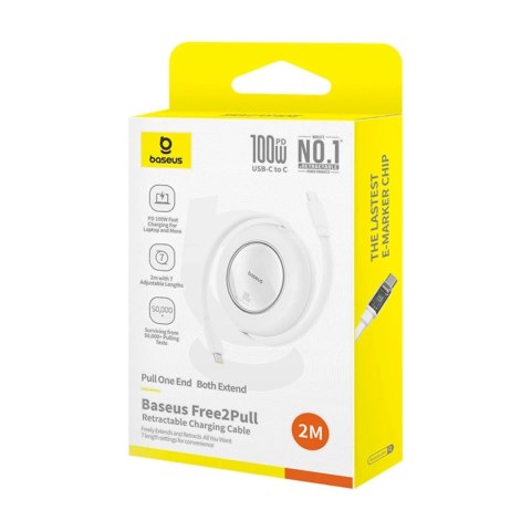 Kabel Baseus Free2Pull Mini 100W USB-C - USB-C 2m Biały