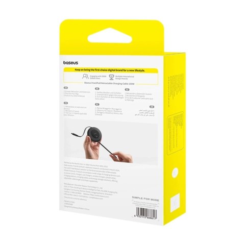 Kabel Baseus Free2Pull Mini 100W USB-C - USB-C 2m Czarny