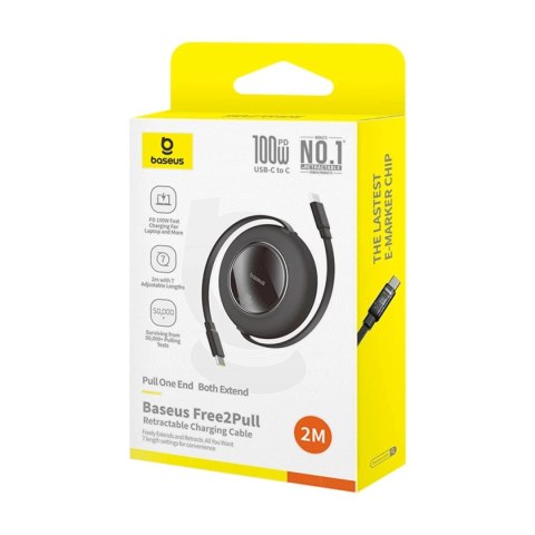 Kabel Baseus Free2Pull Mini 100W USB-C - USB-C 2m Czarny