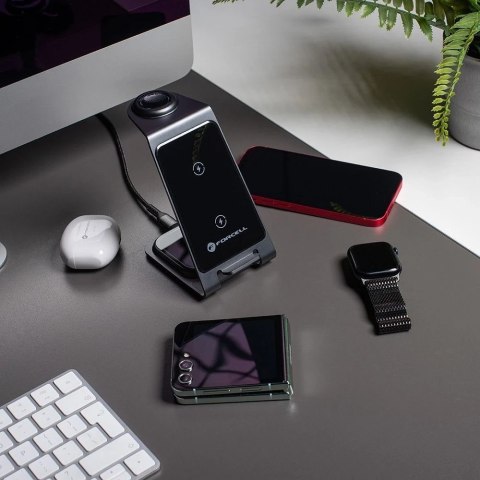 Ładowarka 3w1 Forcell F-Energy Simply Charge do Apple/Samsung szara