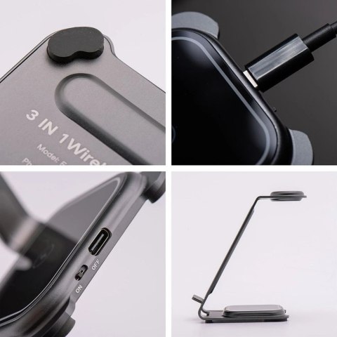 Ładowarka 3w1 Forcell F-Energy Simply Charge do Apple/Samsung szara