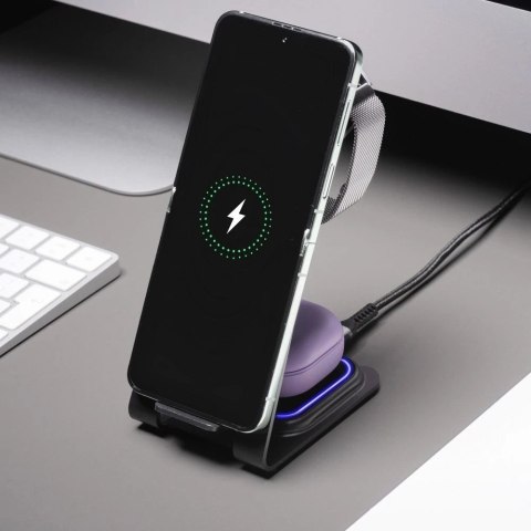 Ładowarka 3w1 Forcell F-Energy Simply Charge do Apple/Samsung szara