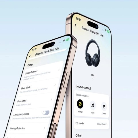 Słuchawki Baseus Bass BH1 Lite bezprzewodowe nauszne Bluetooth 6.0 - czarne