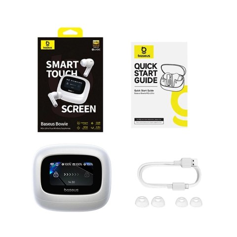 Słuchawki Baseus Bowie M2s Ultra TWS z ekranem LCD - białe