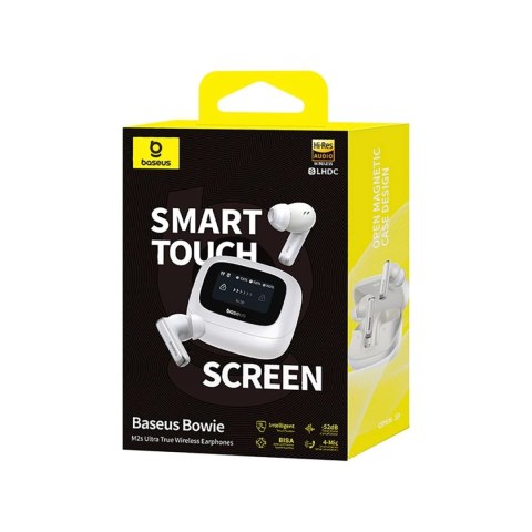 Słuchawki Baseus Bowie M2s Ultra TWS z ekranem LCD - białe