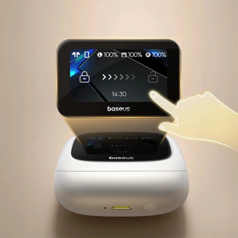 Słuchawki Baseus Bowie M2s Ultra TWS z ekranem LCD - białe