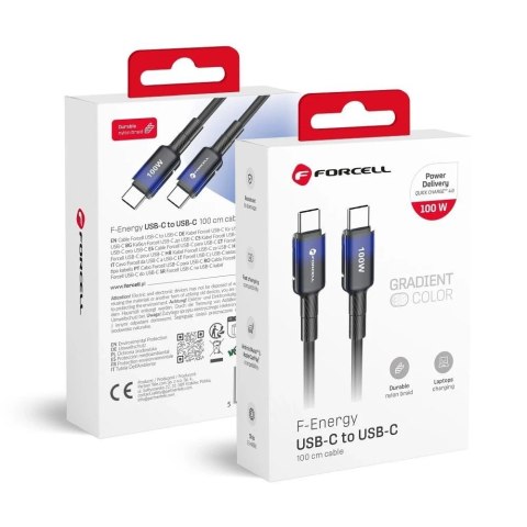 Kabel USB-C - USB-C 100W Forcell F-Energy Gradient 1 m C357 czarny