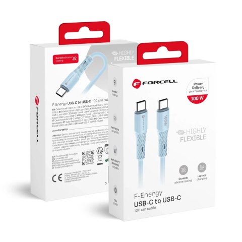 Kabel USB-C - USB-C 100W Forcell F-Energy Silicone 1 m C347 niebieski
