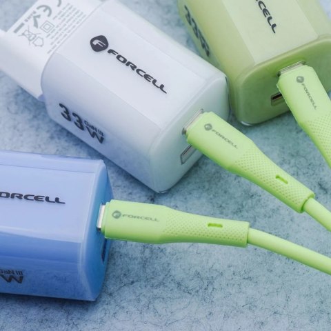 Kabel USB-C - USB-C 100W Forcell F-Energy Silicone 1 m C347 zielony