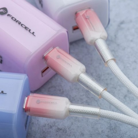 Kabel USB-C - USB-C 60W Forcell F-Energy Gradient 1 m C354 biały