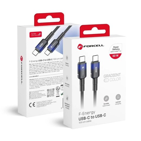 Kabel USB-C - USB-C 60W Forcell F-Energy Gradient 1 m C354 czarny