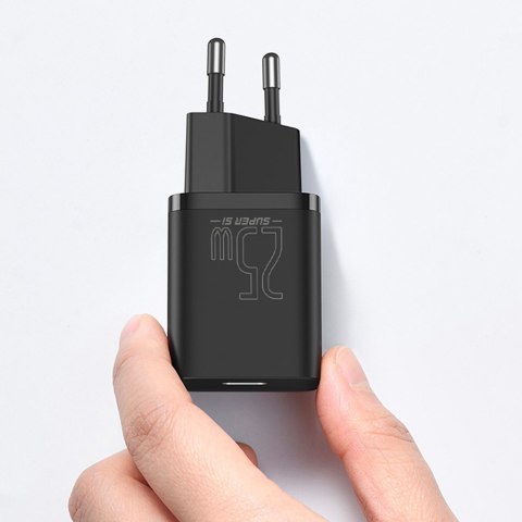Ładowarka sieciowa zasilacz Baseus Super Si USB-C Type C PD 25W Czarna