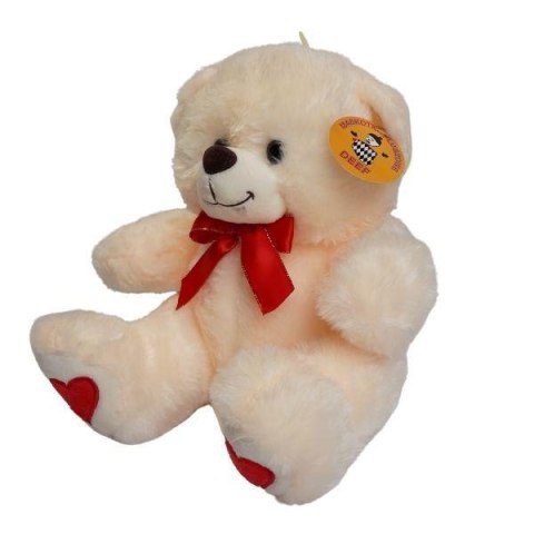 Pluszak 26 cm Miś kremowy z kokardą Walentynki DEEF 04306 DE